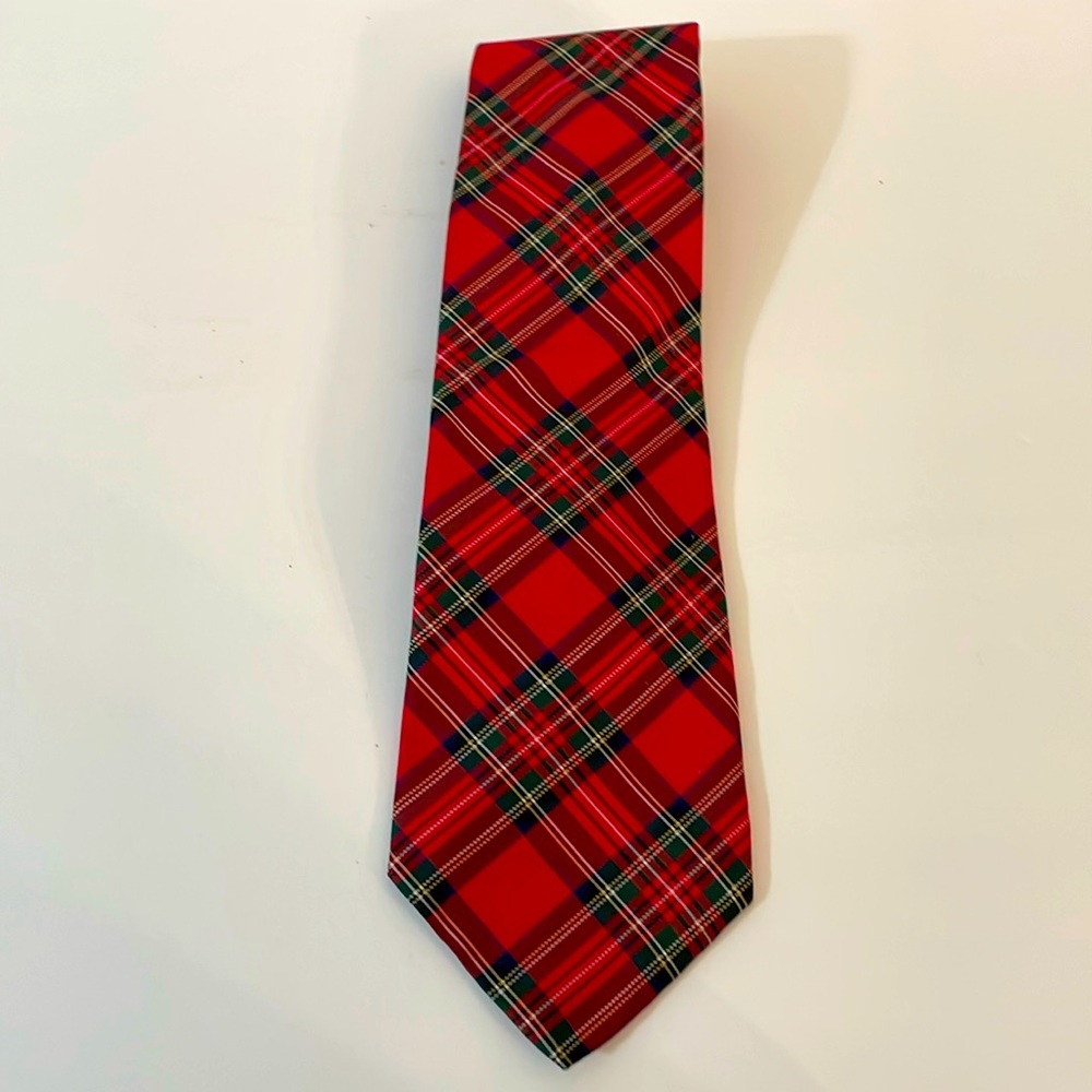 Red Silk Plaid Tie Imported